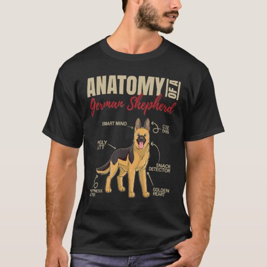 ドイツン・シェパード犬の解剖学 1 Tシャツ (正面)