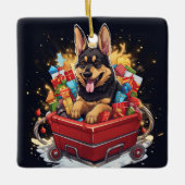ドイツン・シェパード・クリスマス・ペット・オーナメント, 犬好き セラミックオーナメント (正面)