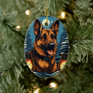 ドイツン・シェパード・クリスマス・ペット・オーナメント, 犬好き セラミックオーナメント