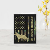 ドイツン・シェパード・ドッグ・ダッド カモフラージュ アメリカ国旗 カード (黄色い花)