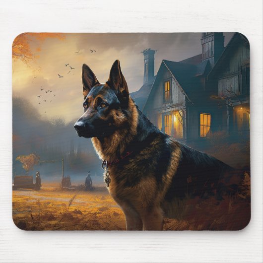 ドイツン・シェパード ハロウィーン 怖い マウスパッド (正面)