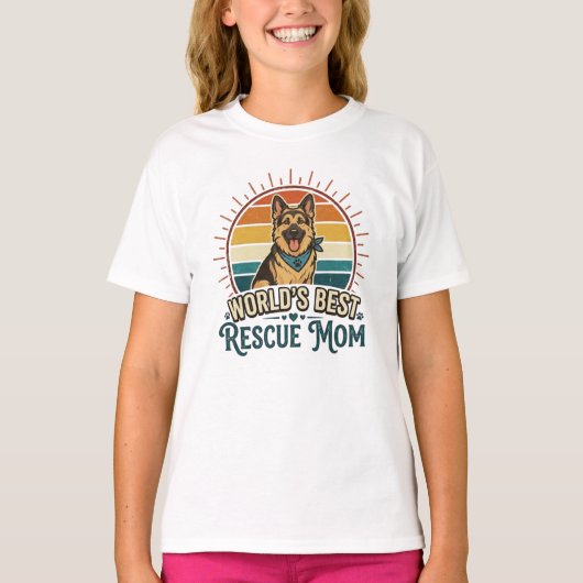 ドイツン・シェパード レスキュー ドッグ ママ Tシャツ (正面)