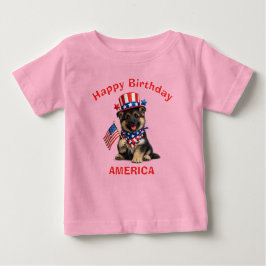 ドイツン・シェパード(2m)愛国少年Tシャツ ベビーTシャツ