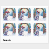 ドイツン・ショートヘアード・ポインター 雪の門のサンタ帽 スクエアシール (シート)