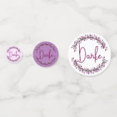 ドイツン ダンケ タイポグラフィー おしゃれ パープル リーフ フラワー コンフェッティ (正面)