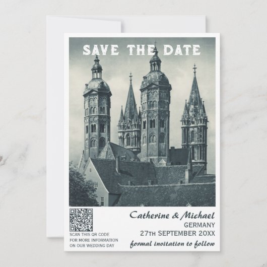 ドイツヴィンテージウェディングトラベルQRコード セーブザデート (正面)