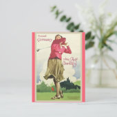 ドイツヴィンテージゴルフ旅行ポスター ポストカード (スタンド正面)