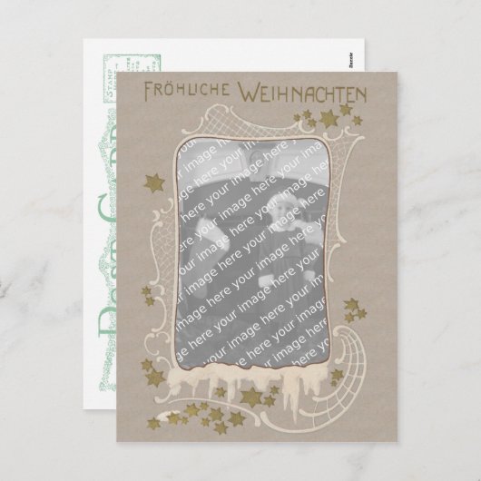 ドイツ人のアールヌーボーの写真フレームのクリスマスカードのPC シーズンポストカード (正面/裏面)