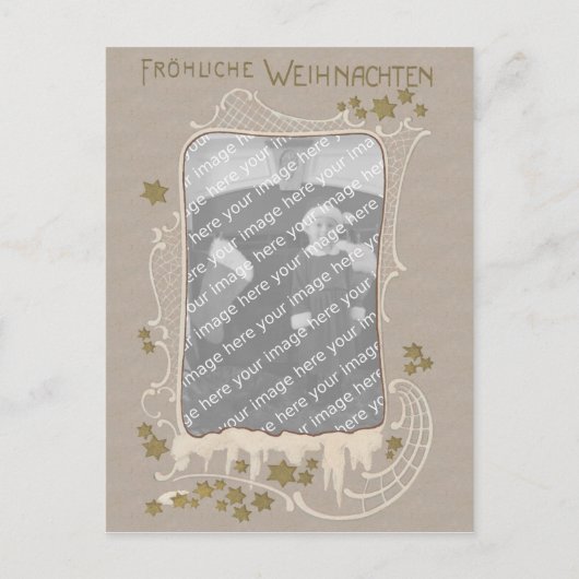 ドイツ人のアールヌーボーの写真フレームのクリスマスカードのPC シーズンポストカード (正面)