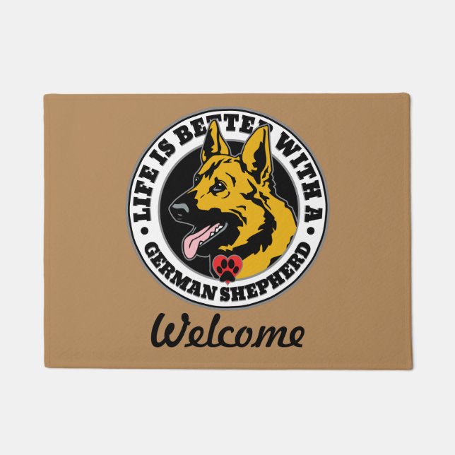 ドイツ人のパーソナライズされた羊飼いの方が好い ドアマット (正面)