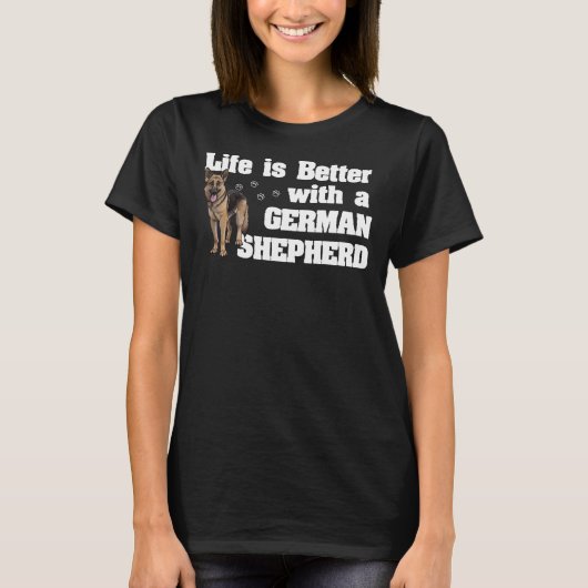 ドイツ人の羊飼い犬の生活はドイツ人の方が好い Tシャツ (正面)