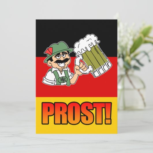 ドイツ人のProstのハーフパンツの人のパーティーの招待 招待状 (スタンド正面)