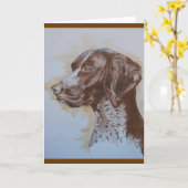 ドイツ人のShorthairのポインターの挨拶状 カード (黄色い花)
