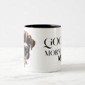 ドイツ人ボクサーのクローズアップMagあなたの名前 ツートーンマグカップ (中央)