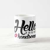 ドイツ体のこんにちはそこにハンサムで赤い唇は飲みます コーヒーマグカップ (中央)