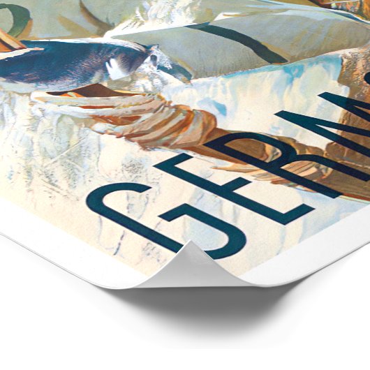 ドイツ冬ヴィンテージ旅行ポスター ポスター (角)