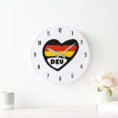 ドイツ国コードDEUフラグハート ラージ壁時計 (ホーム)