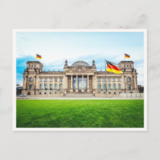 ドイツ国会議事堂 ベルリン ドイツ国旗 写真 ポストカード (正面)