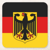 ドイツ国旗とコート・オブ・アームズ、ドイツ/スポーツファン スクエアペーパーコースター (正面)