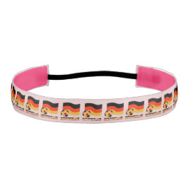 ドイツ国旗とサッカーボールグレイ縁ど アスレチックヘッドバンド