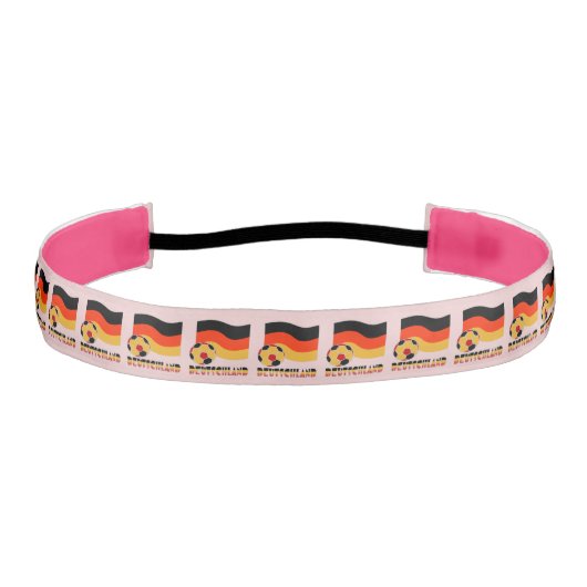 ドイツ国旗とサッカーボールグレイ縁ど アスレチックヘッドバンド (正面)