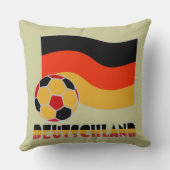 ドイツ国旗とサッカーボールグレイ縁ど クッション (裏面)