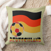ドイツ国旗とサッカーボールグレイ縁ど クッション (ブランケット)