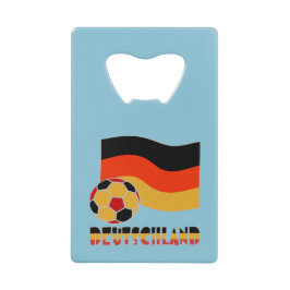 ドイツ国旗とサッカーボールグレイ縁ど クレジットカード栓抜き