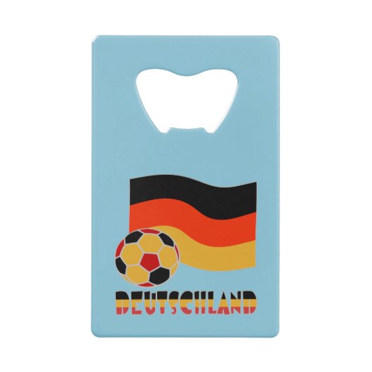 ドイツ国旗とサッカーボールグレイ縁ど クレジットカード栓抜き (正面)