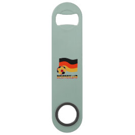 ドイツ国旗とサッカーボールグレイ縁ど スピード栓抜き