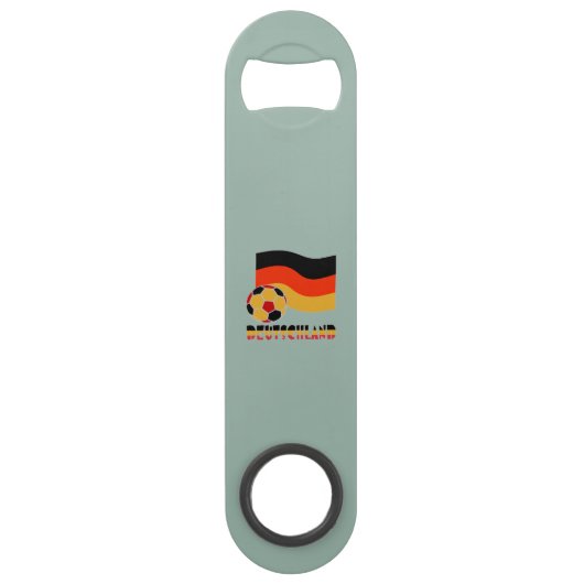 ドイツ国旗とサッカーボールグレイ縁ど スピード栓抜き (正面)