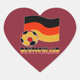ドイツ国旗とサッカーボールグレイ縁ど ハートシール