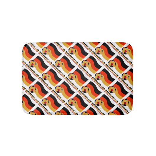 ドイツ国旗とサッカーボールグレイ縁ど バスマット (正面)