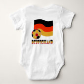 ドイツ国旗とサッカーボールグレイ縁ど ベビーボディスーツ (裏面)