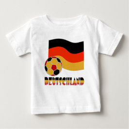ドイツ国旗とサッカーボールグレイ縁ど ベビーTシャツ