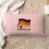 ドイツ国旗とサッカーボールグレイ縁ど ランバークッション (ブランケット)