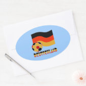 ドイツ国旗とサッカーボールグレイ縁ど 楕円形シール (封筒)