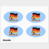 ドイツ国旗とサッカーボールグレイ縁ど 楕円形シール (シート)