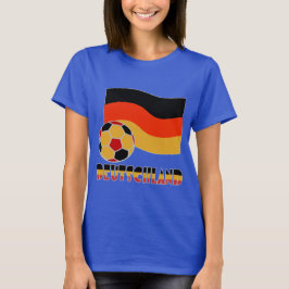 ドイツ国旗とサッカーボールグレイ縁ど Tシャツ
