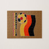 ドイツ国旗とサッカーボールグレ縁どー ジグソーパズル (横)