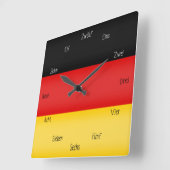 ドイツ国旗とナンバーズのかわい学い言葉 スクエア壁時計 (傾斜)