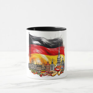 ドイツ国旗とランドマークのマグカップ – 文化アイコン マグカップ
