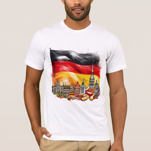ドイツ国旗とランドマークTシャツ Tシャツ (正面)