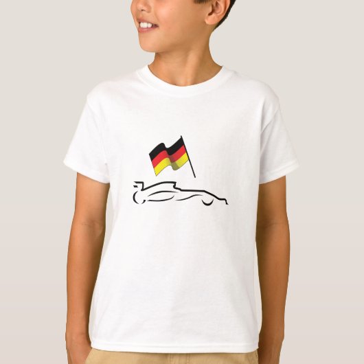 ドイツ国旗とレーシングカーの線画 Tシャツ (正面)