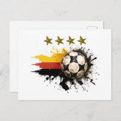 ドイツ国旗と四つの金の星を持つサッカーボール ポストカード (正面/裏面)