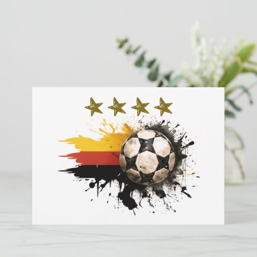 ドイツ国旗と四つの金の星を持つサッカーボール 招待状 (スタンド正面)