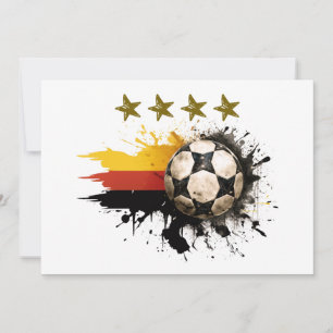 ドイツ国旗と四つの金の星を持つサッカーボール 招待状