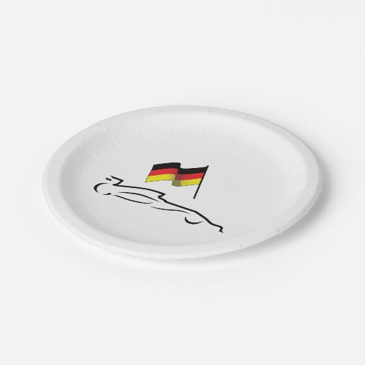 ドイツ国旗のあるレースカーラインスケッチ ペーパープレート (アングル)