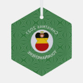 ドイツ国旗のクリスマスエンジェル名Yearn Hexagon ガラスオーナメント (裏面)