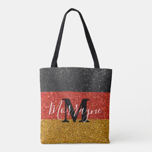 ドイツ国旗のグリッタードイツモノグラム名 トートバッグ (裏面)